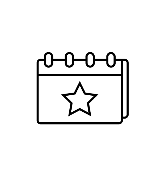 icône calendrier avec étoile décorative